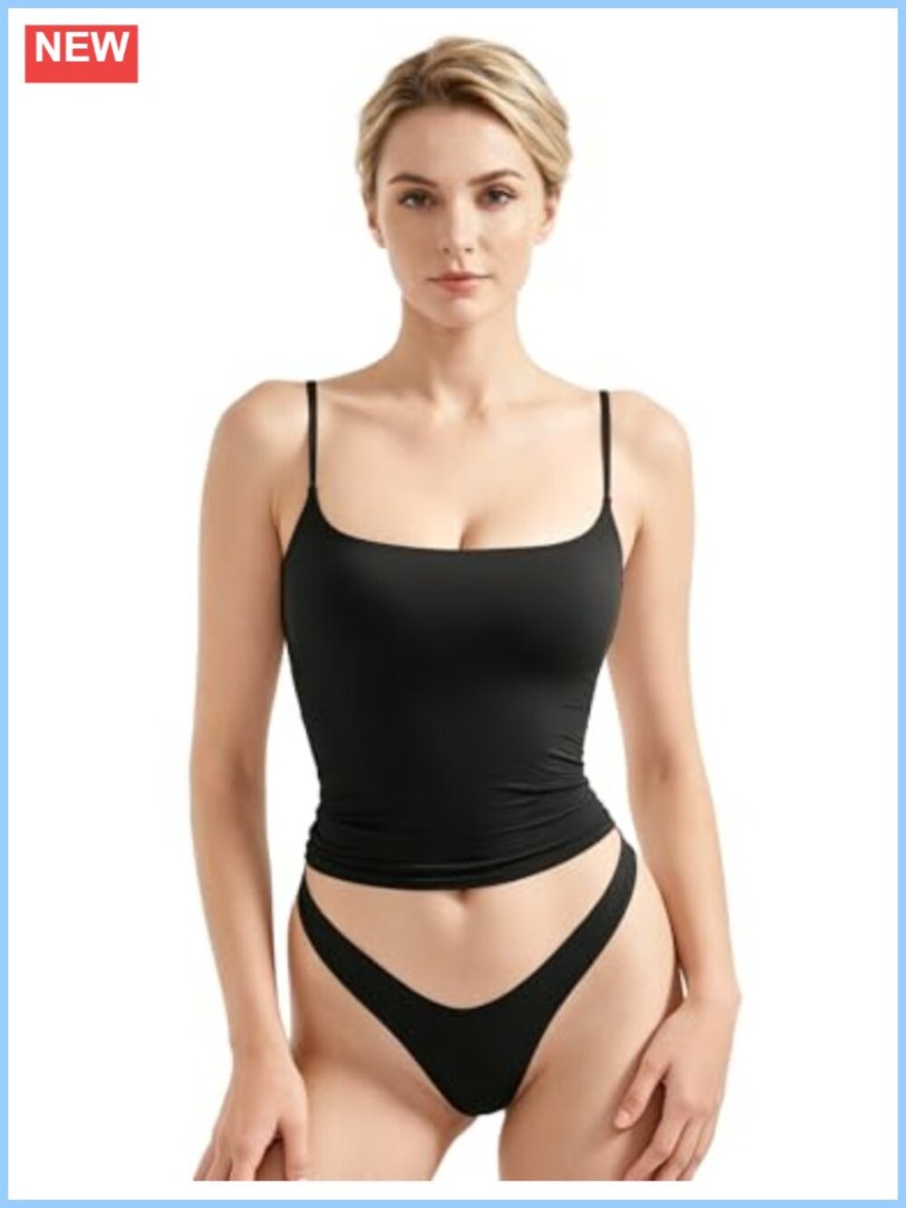 High Stretch Adjustable Spaghetti Strap Square Neck Cami Tank Top